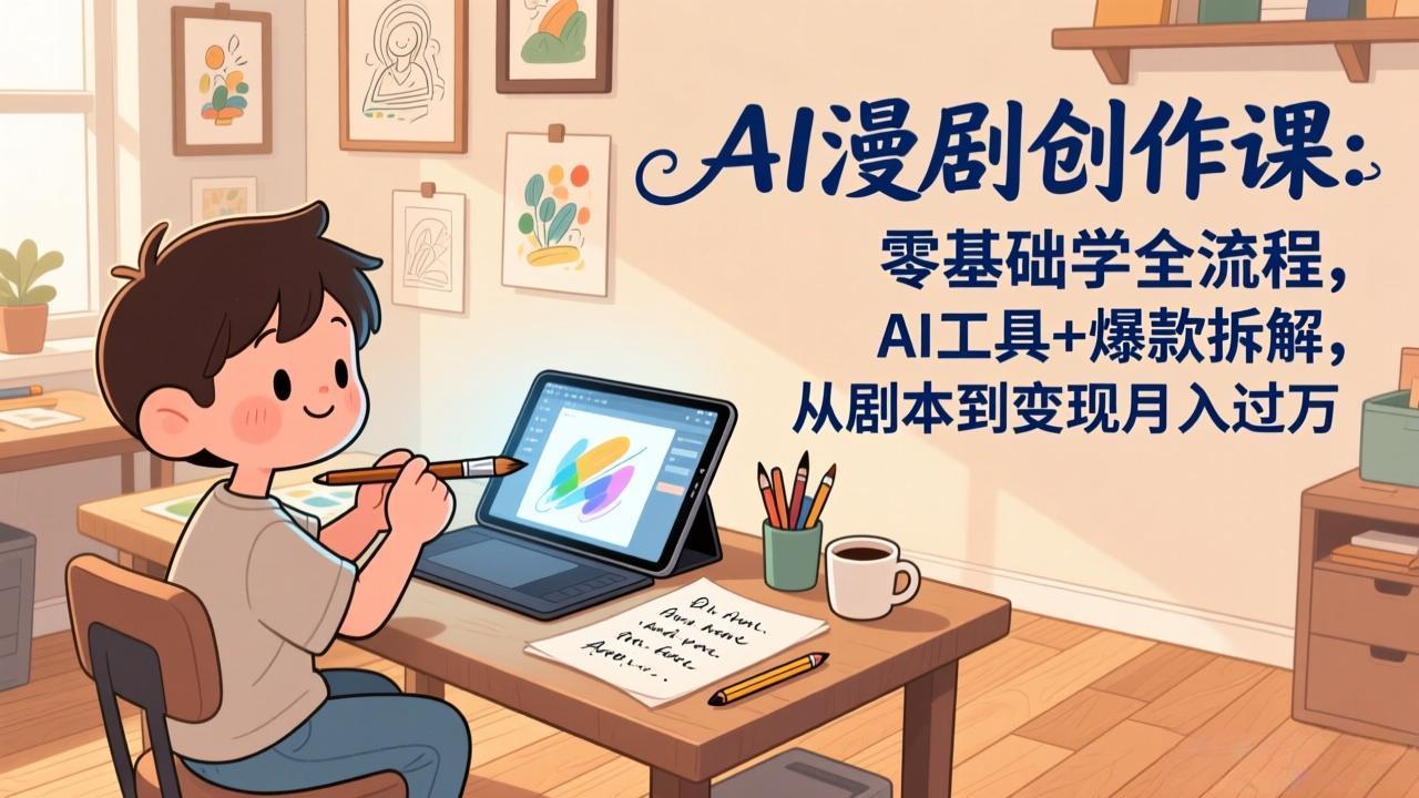 AI漫剧创作课：零基础学全流程，AI工具+爆款拆解，从剧本到变现月入过万-好运多多