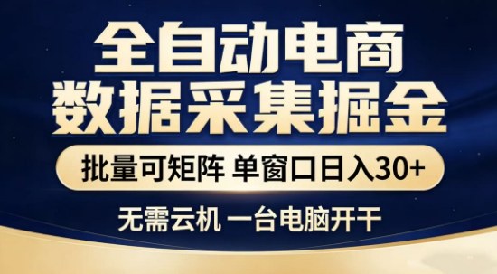 独家电商数据全自动采集项目，批量可矩阵，单窗口轻松日入3张+【揭秘】-好运多多