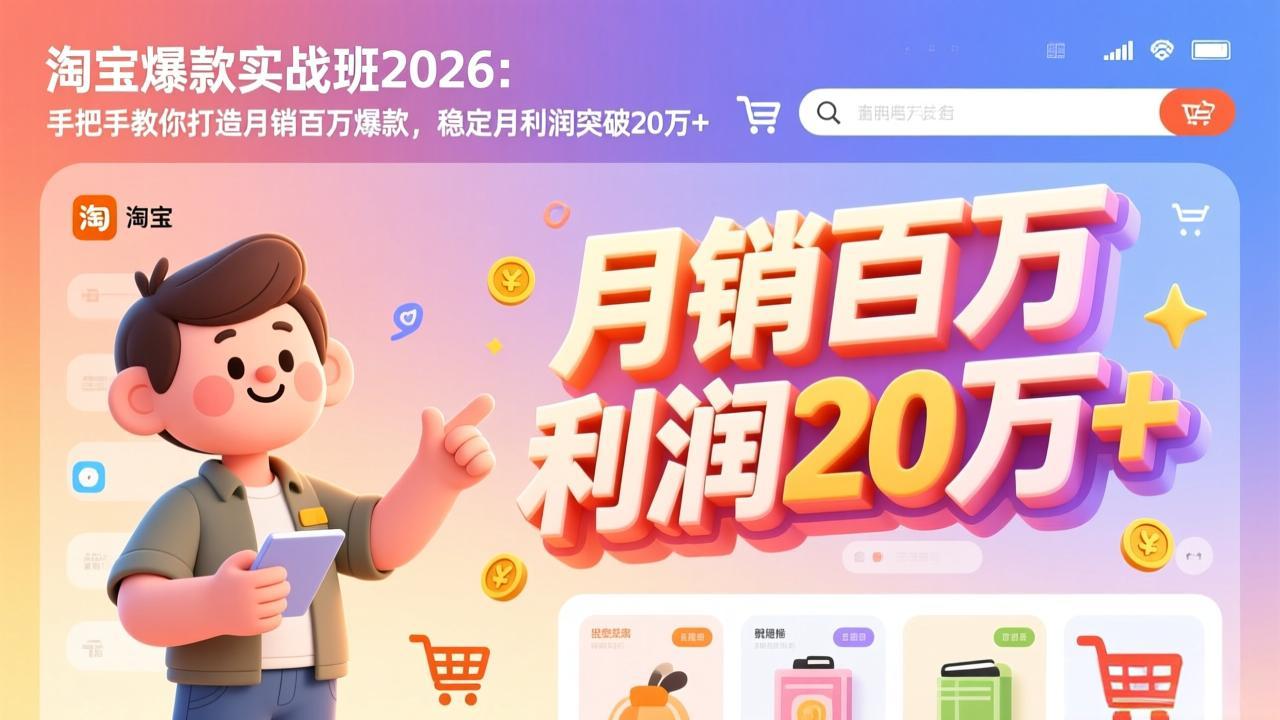淘宝爆款实战班-2026年3月更新：手把手教你打造月销百万爆款，稳定月利润突破20万+-好运多多