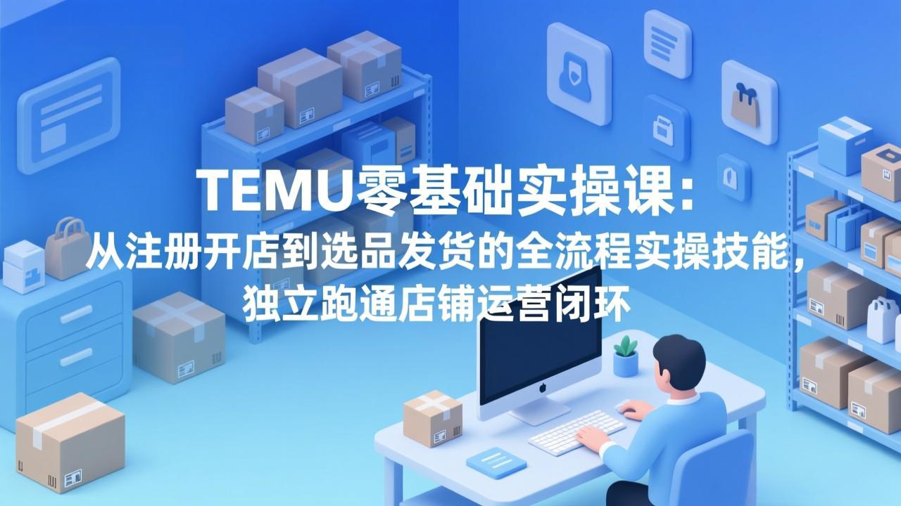 TEMU零基础实操课：从注册开店到选品发货的全流程实操技能，独立跑通店铺运营闭环-好运多多