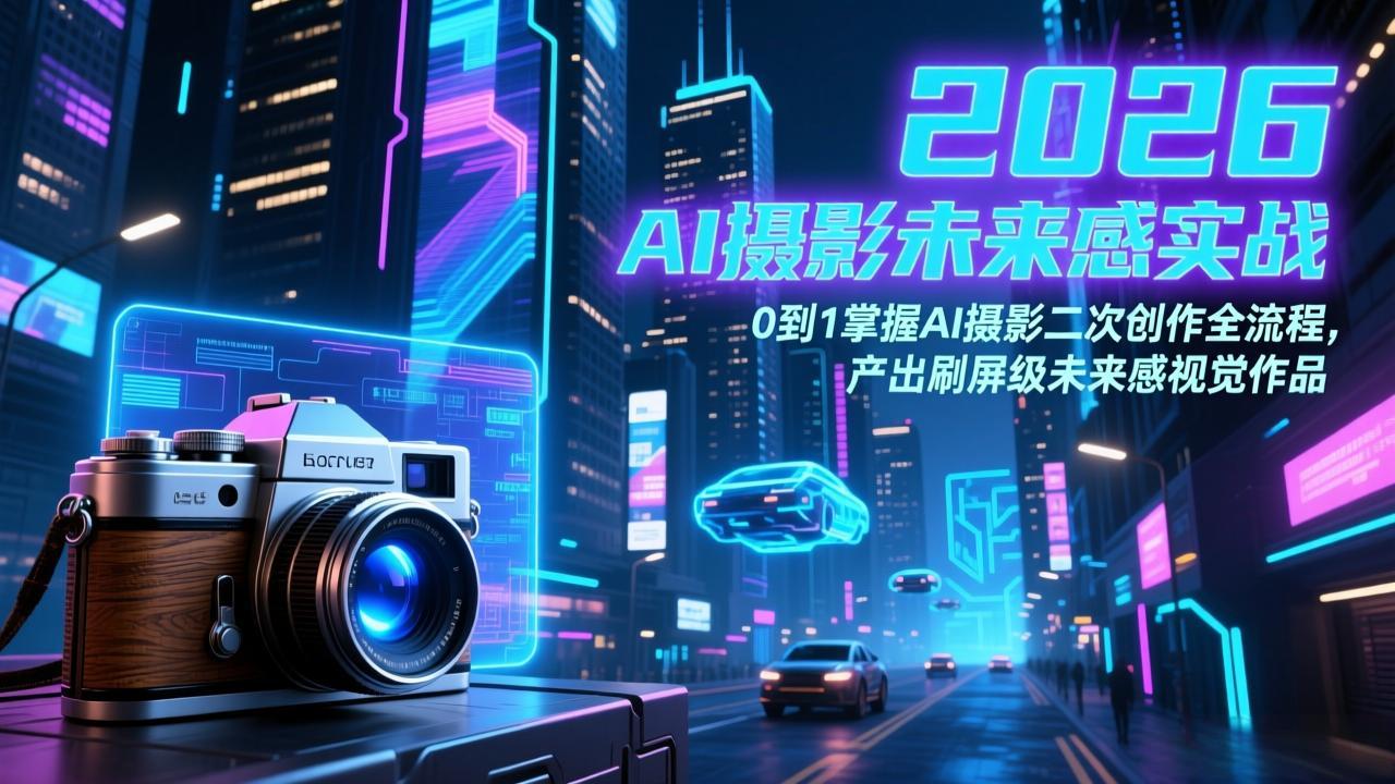 2026 AI摄影未来感实战：0到1掌握AI摄影二次创作全流程，产出刷屏级未来感视觉作品-好运多多