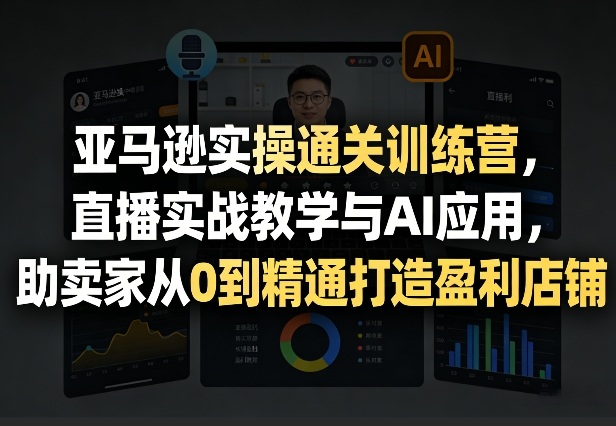 亚马逊实操通关训练营，直播实战教学与AI应用，助卖家从0到精通打造盈利店铺(更新3月)-好运多多