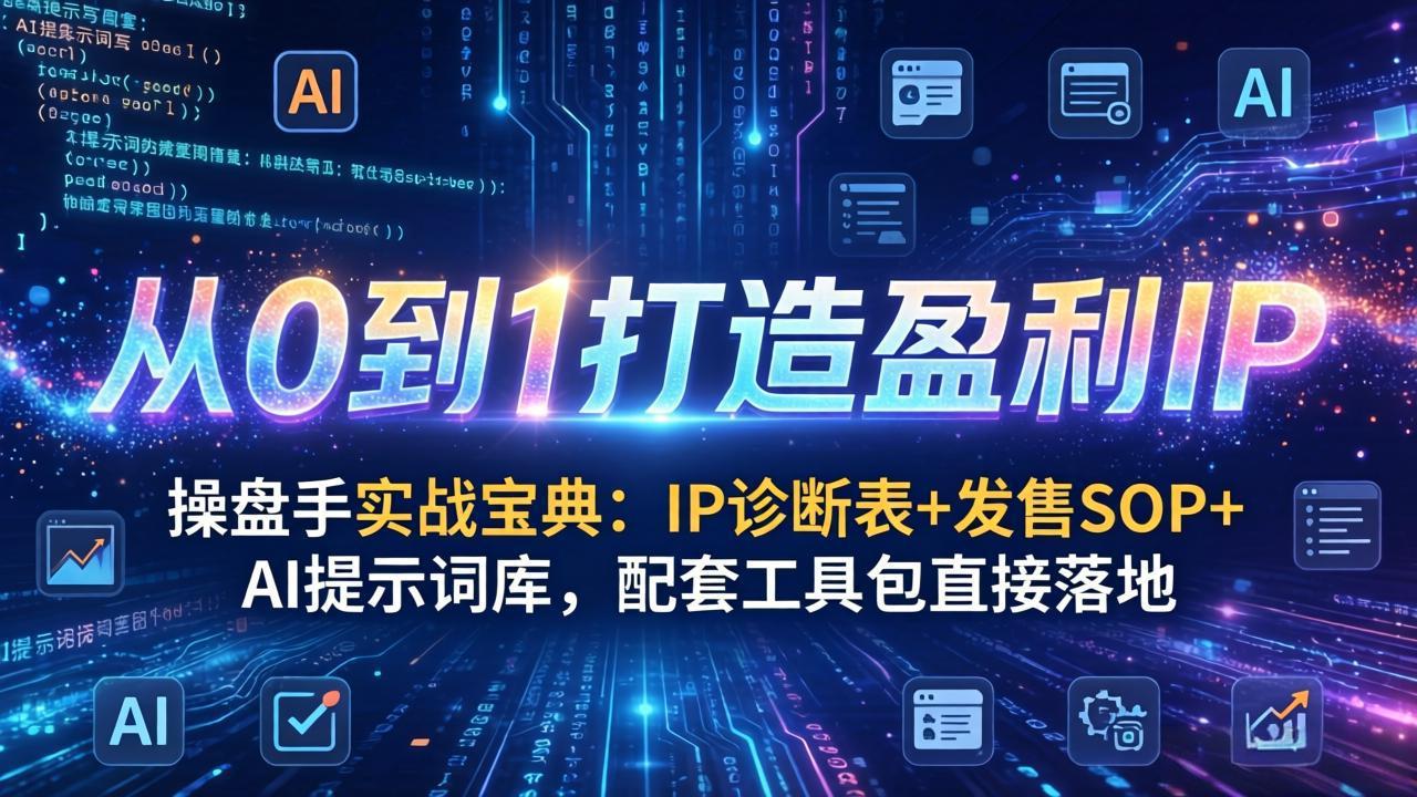 操盘手实战宝典：IP诊断表+发售SOP+AI提示词库，配套工具包直接落地，从0到1打造盈利IP-好运多多
