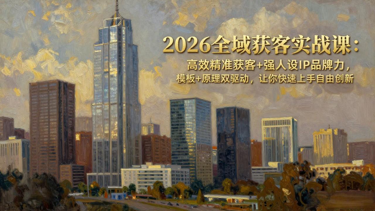 2026全域获客实战课：高效精准获客+强人设IP品牌力，模板+原理双驱动，让你快速上手自由创新-好运多多