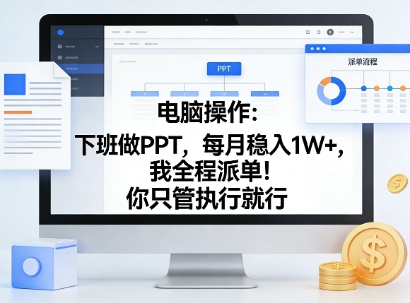 电脑操作：下班做PPT，每月稳入1W+，我全程派单！你只管执行就行【揭秘】-好运多多