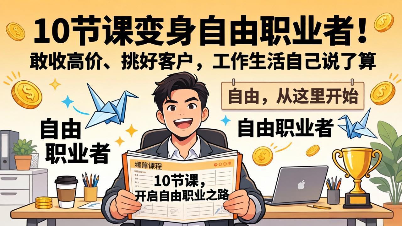 10 节课变身自由职业者！敢收高价、挑好客户，工作生活自己说了算-好运多多