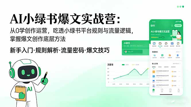 AI 小绿书爆文实战营：从0学创作运营，吃透小绿书平台规则与流量逻辑，掌握爆文创作底层方法-好运多多