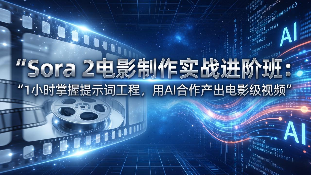 Sora 2电影制作实战进阶班：1小时掌握提示词工程，用AI合作产出电影级视频-好运多多