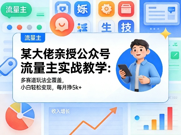 某大佬亲授公众号流量主实战教学:多赛道玩法全覆盖,小白轻松变现,每月多挣5k+-好运多多
