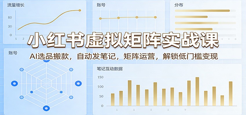 小红书虚拟矩阵实战课:AI选品搬款,自动发笔记,矩阵运营,解锁低门槛变现-好运多多