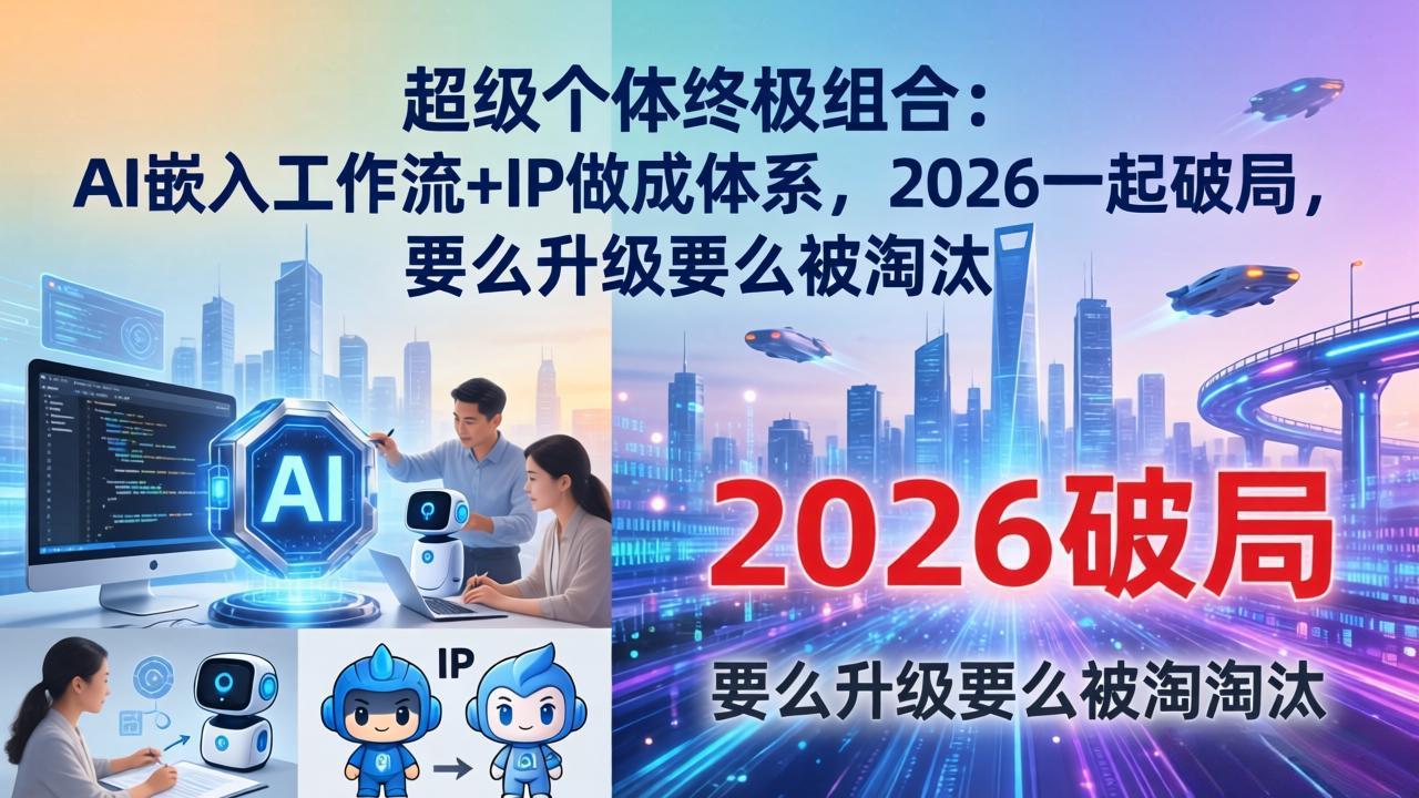 超级个体终极组合：AI嵌入工作流+IP做成体系，2026一起破局，要么升级要么被淘汰-好运多多