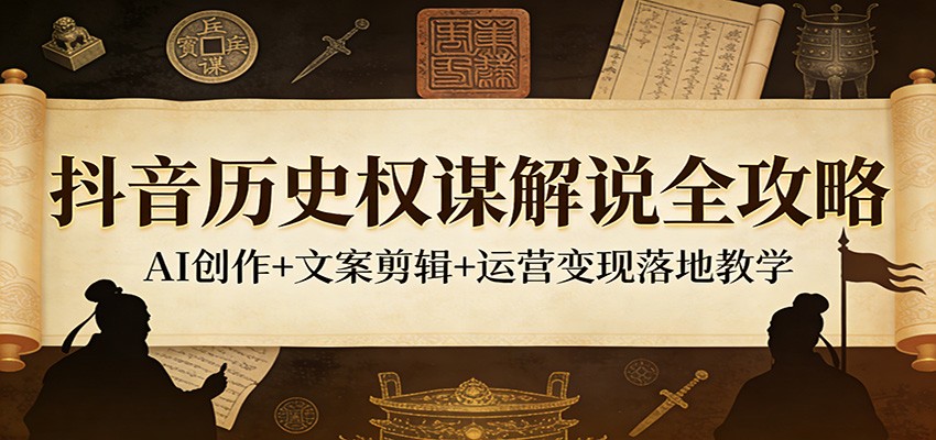 抖音历史权谋解说全攻略：AI创作+文案剪辑+运营变现落地教学-好运多多