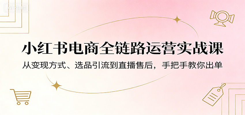 小红书电商全链路运营实战课:从变现方式、选品引流到直播售后,手把手教你出单-好运多多