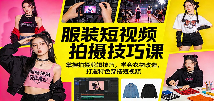 服装短视频拍摄技巧课：掌握拍摄剪辑技巧，学会衣物改造，打造特色穿搭短视频-好运多多