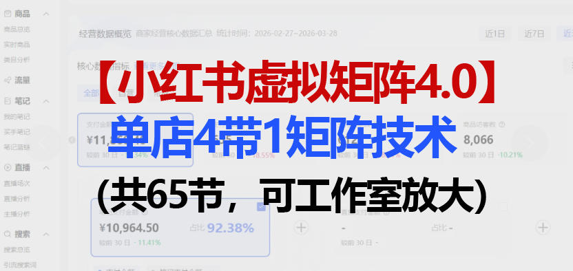 小红书虚拟矩阵4.0技术:单店4带1矩阵(共65节,可工作室放大)-好运多多