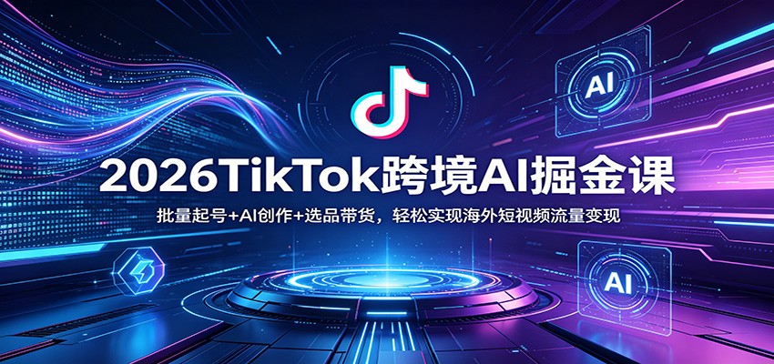 2026TikTok跨境AI掘金课:批量起号+AI创作+选品带货,轻松实现海外短视频流量变现-好运多多