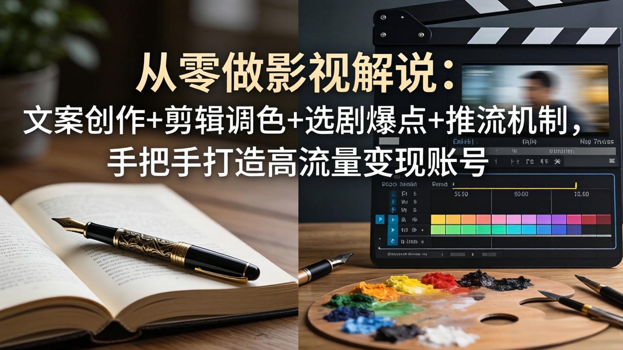 从零做影视解说:文案创作+剪辑调色+选剧爆点+推流机制,手把手打造高流量变现账号-好运多多