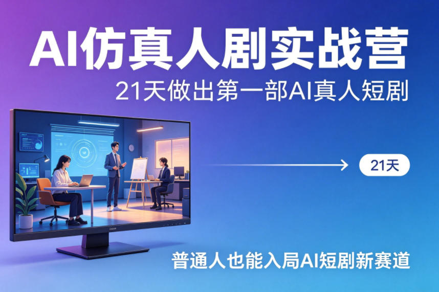 AI仿真人剧实战营,21天做出第一部AI真人短剧,普通人也能入局AI短剧新赛道-好运多多