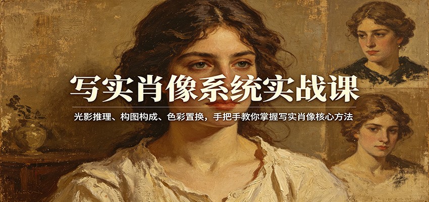 写实肖像系统实战课：光影推理、构图构成、色彩置换，手把手教你掌握写实肖像核心方法-好运多多
