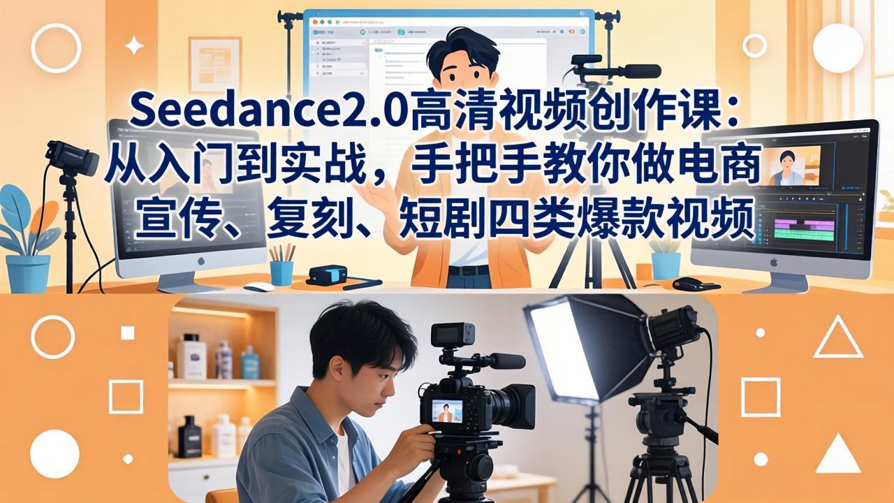Seedance2.0高清视频创作课:从入门到实战,手把手教你做电商、宣传、复刻、短剧四类爆款视频-好运多多