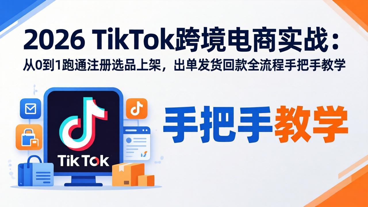 2026TikTok跨境电商实战-更新：从0到1跑通注册选品上架，出单发货回款全流程手把手教学-好运多多