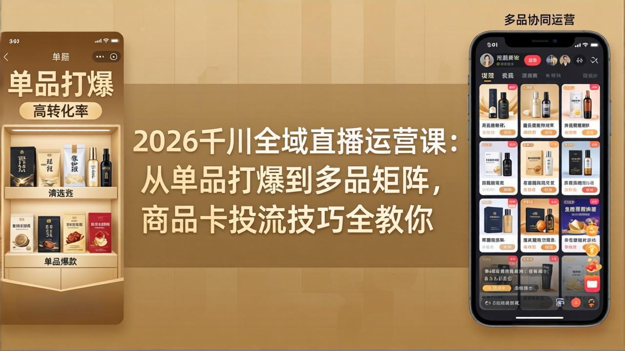 2026千川全域直播运营课：从单品打爆到多品矩阵，商品卡投流技巧全教你-好运多多