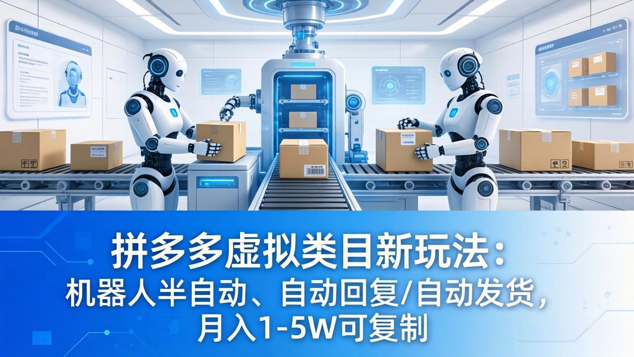 拼多多虚拟类目新玩法：机器人半自动、自动回复 /自动发货，月入 1-5W 可复制-好运多多