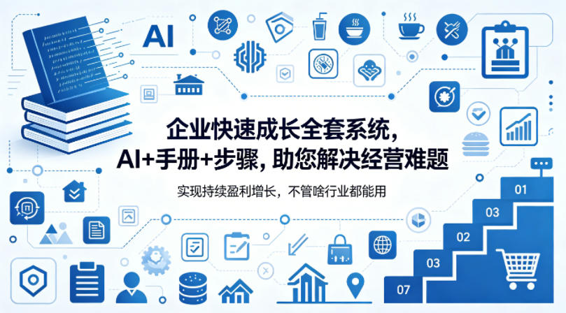 企业快速成长全套系统，AI+手册+步骤，助您解决经营难题，实现持续盈利增长，不管啥行业都能用-好运多多