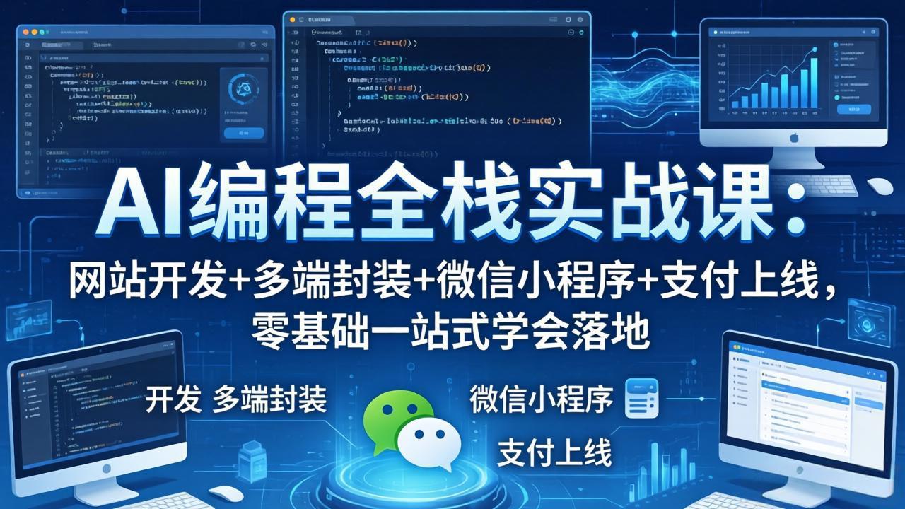 AI编程全栈实战课：网站开发+多端封装+微信小程序+支付上线，零基础一站式学会落地-好运多多