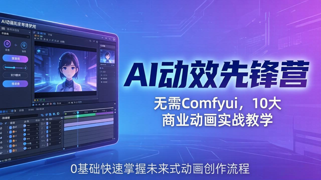 AI 动效先锋营：无需Comfyui，10大商业动画实战教学，0基础快速掌握未来式动画创作流程-好运多多