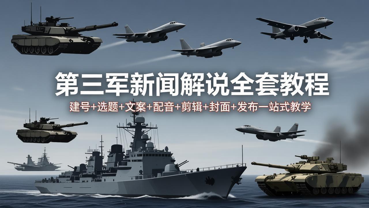 第三军迷新闻解说全套教程：建号+选题+文案+配音+剪辑+封面+发布一站式教学-好运多多