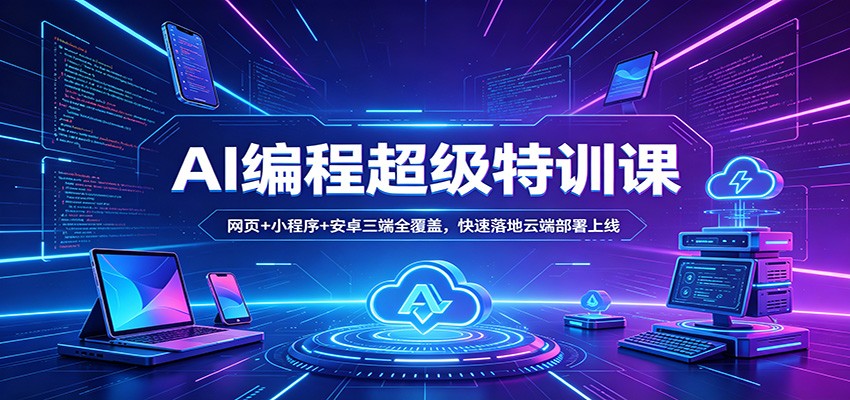 AI编程超级特训课：网页+小程序+安卓三端全覆盖，快速落地云端部署上线-好运多多