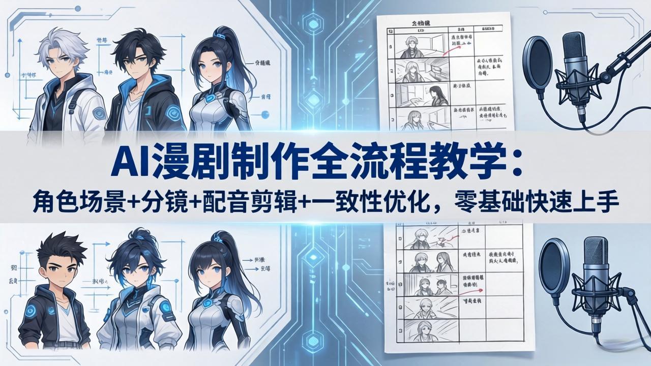 AI漫剧制作全流程教学：角色场景+分镜+配音剪辑+一致性优化，零基础快速上手-好运多多