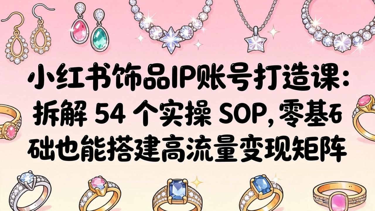 小红书饰品IP账号打造课：拆解 54 个实操 SOP，零基础也能搭建高流量变现矩阵-好运多多