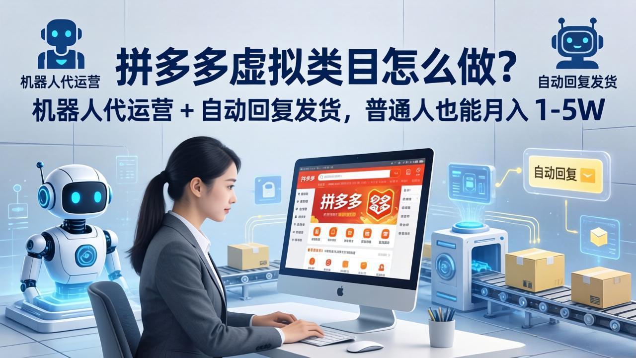 拼多多虚拟类目怎么做？机器人代运营 + 自动回复发货，普通人也能月入 1-5W-好运多多