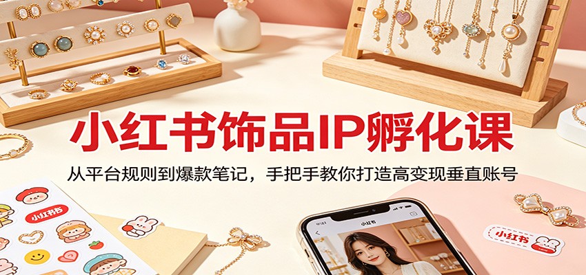 小红书饰品IP孵化课：从平台规则到爆款笔记，手把手教你打造高变现垂直账号-好运多多