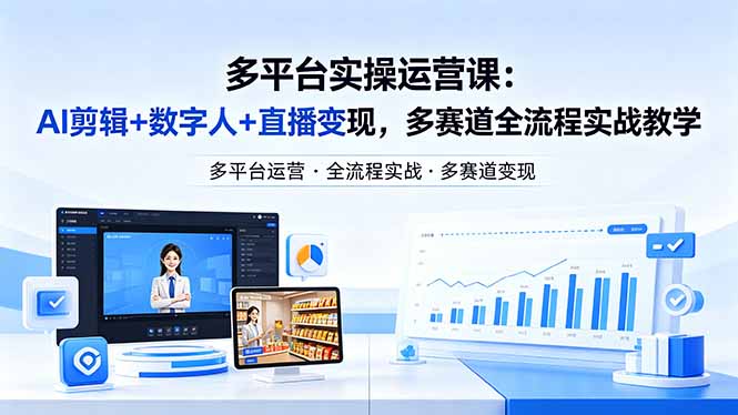 某团队多平台实操运营课-更新26年4月20：AI剪辑+数字人+直播变现，多赛道全流程实战教学-好运多多