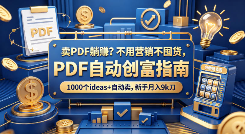 卖PDF躺賺？不用营销不囤货，PDF自动创富指南，1000个ideas+自动卖，新手月入9k刀【原创双语字幕】-好运多多
