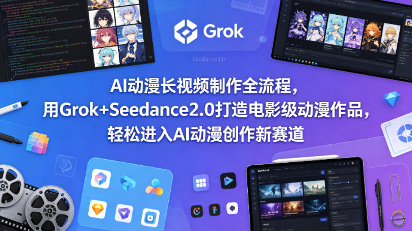 AI动漫长视频制作全流程，用Grok+Seedance2.0打造电影级动漫作品，轻松进入AI动漫创作新赛道-好运多多
