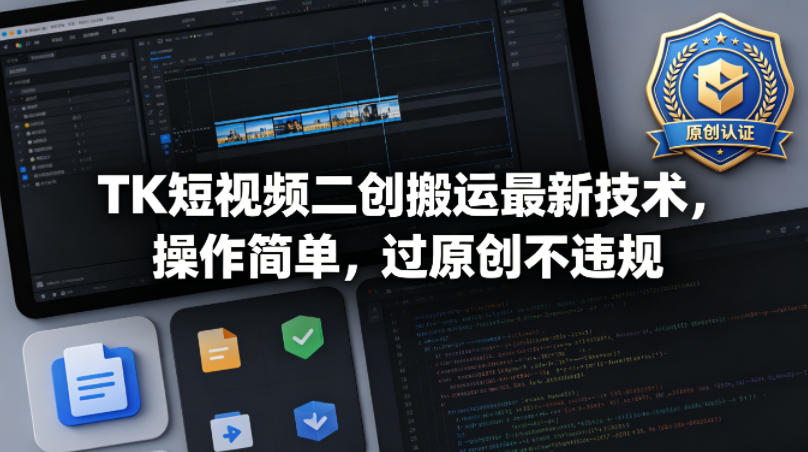 TK短视频二创搬运最新技术，操作简单，过原创不违规-好运多多