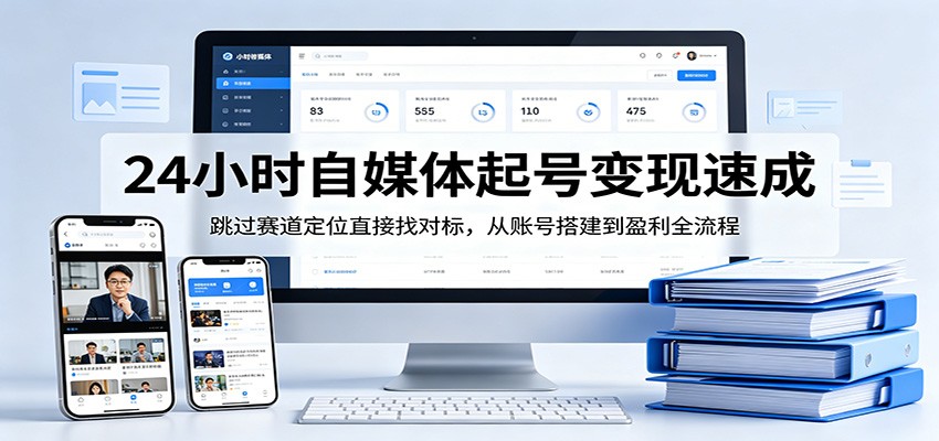 24小时自媒体起号变现速成，跳过赛道定位直接找对标，从账号搭建到盈利全流程-好运多多