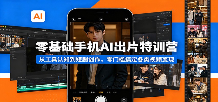 零基础手机AI出片特训营：从工具认知到短剧创作，零门槛搞定各类视频变现-好运多多