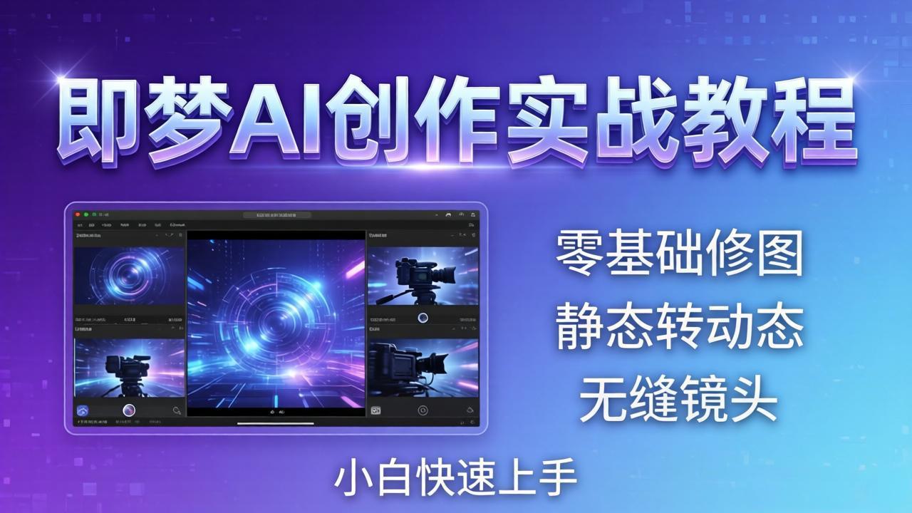 即梦AI创作实战教程，从零基础修图到AI导演，实战教学静态转动态+无缝镜头，小白快速上手-好运多多