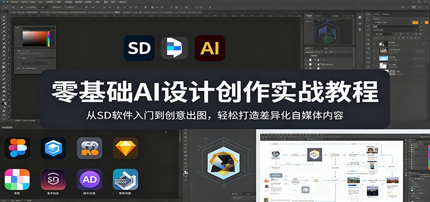 零基础AI设计创作实战教程：从SD软件入门到创意出图，轻松打造差异化自媒体内容-好运多多