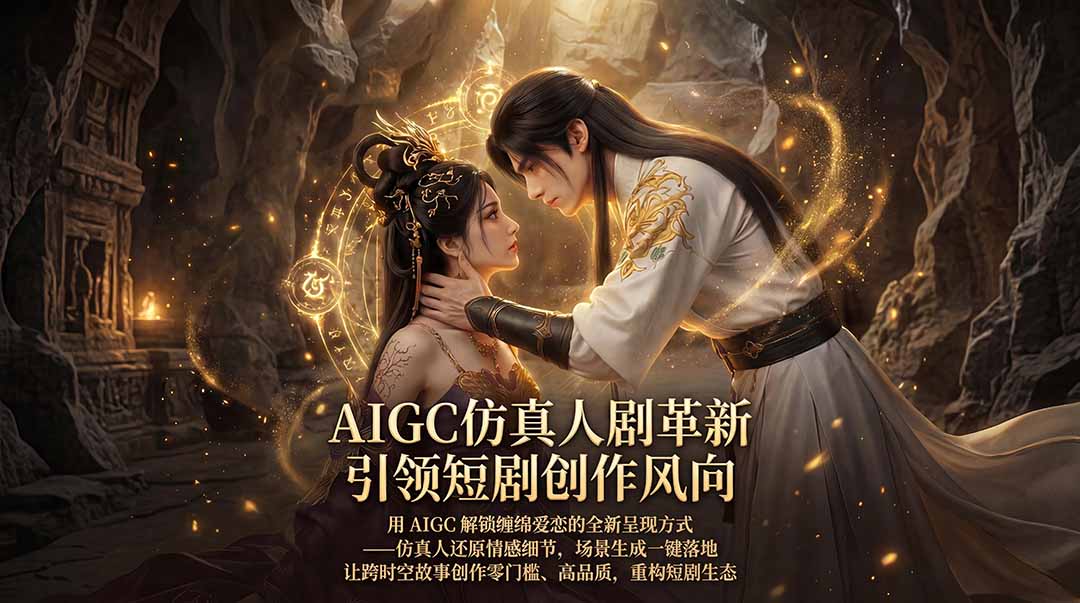 AIGC 仿真人短剧创作革新，解锁仙侠爱恋全新呈现，一键出高质场景，零门槛打造爆款剧集-好运多多