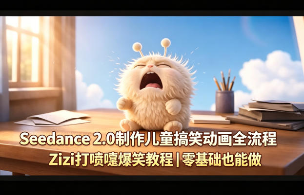Seedance 2.0制作儿童搞笑动画全流程Zizi打喷嚏爆笑教程｜零基础也能做-好运多多