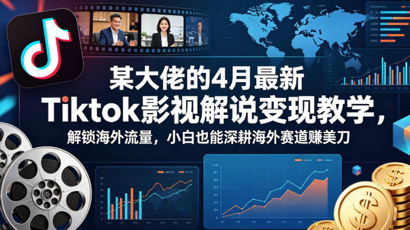 某大佬的4月最新Tiktok影视解说变现教学，解锁海外流量，小白也能深耕海外赛道賺美刀-好运多多