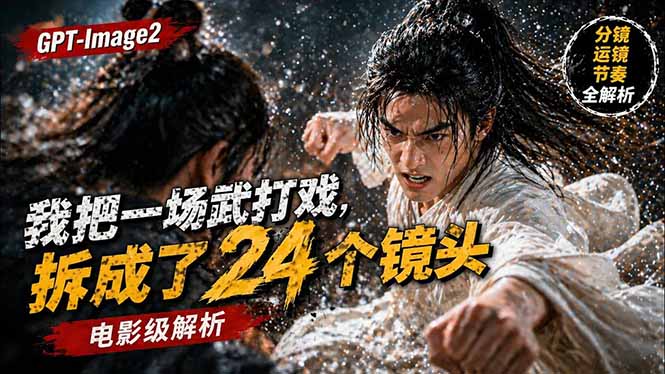 用GPT-Image2，把一段武打对决拆成24个连续镜头，从人物建立、动作衔接、运镜节奏，到情绪爆发-好运多多