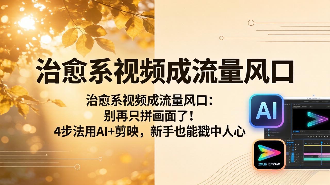 治愈系视频成流量风口：别再只拼画面了！4步法用AI+剪映，新手也能戳中人心-好运多多