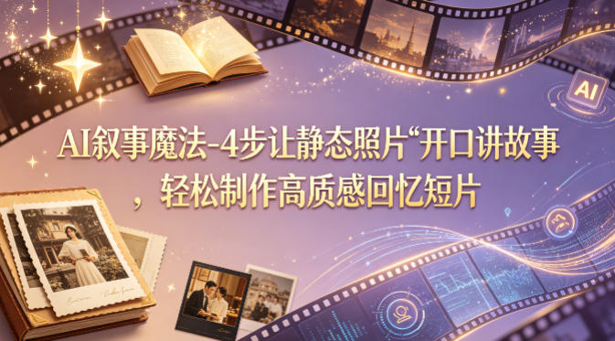 AI叙事魔法-4步让静态照片“开口讲故事”，轻松制作高质感回忆短片-好运多多